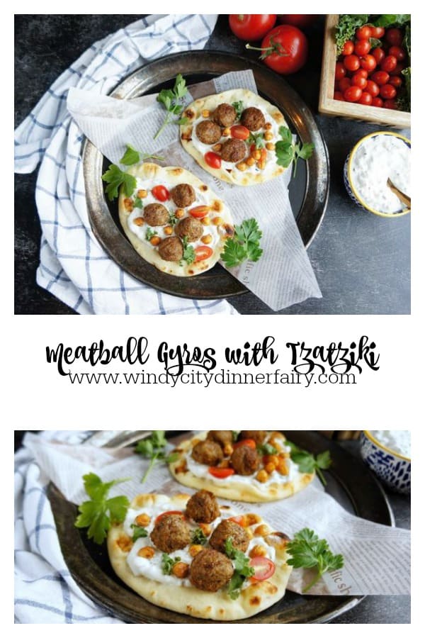 Meatball Gyros with Tzatziki | Serve these with simple cucumber tomato salad and creamy tzatziki sauce for a perfect lunch!