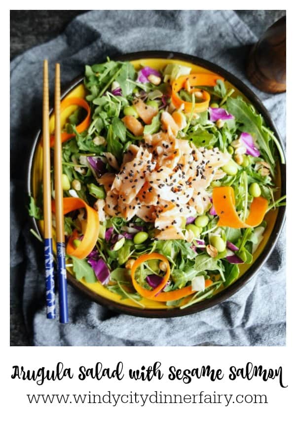 This Arugula Salad with Sesame Salmon is a light salad, full of diverse flavors and textures in every bite.