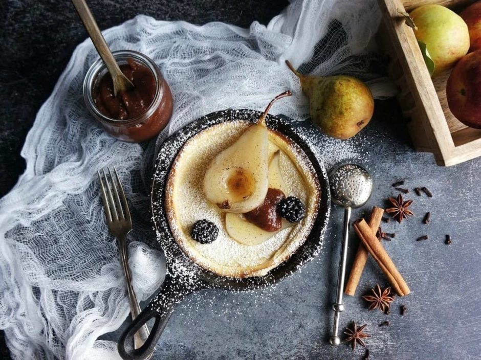 Dutch baby in cast iron pan