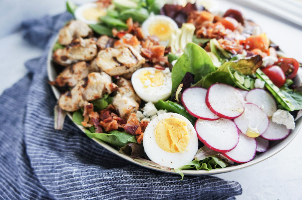 cobb salad with avocado vinaigrette