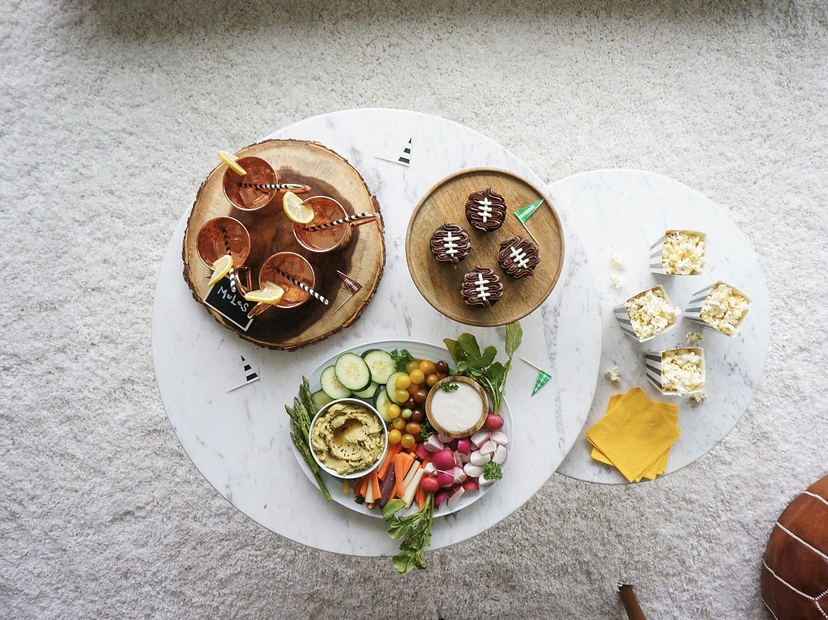 football cupcakes on platter with party foods how to make football cupcakes