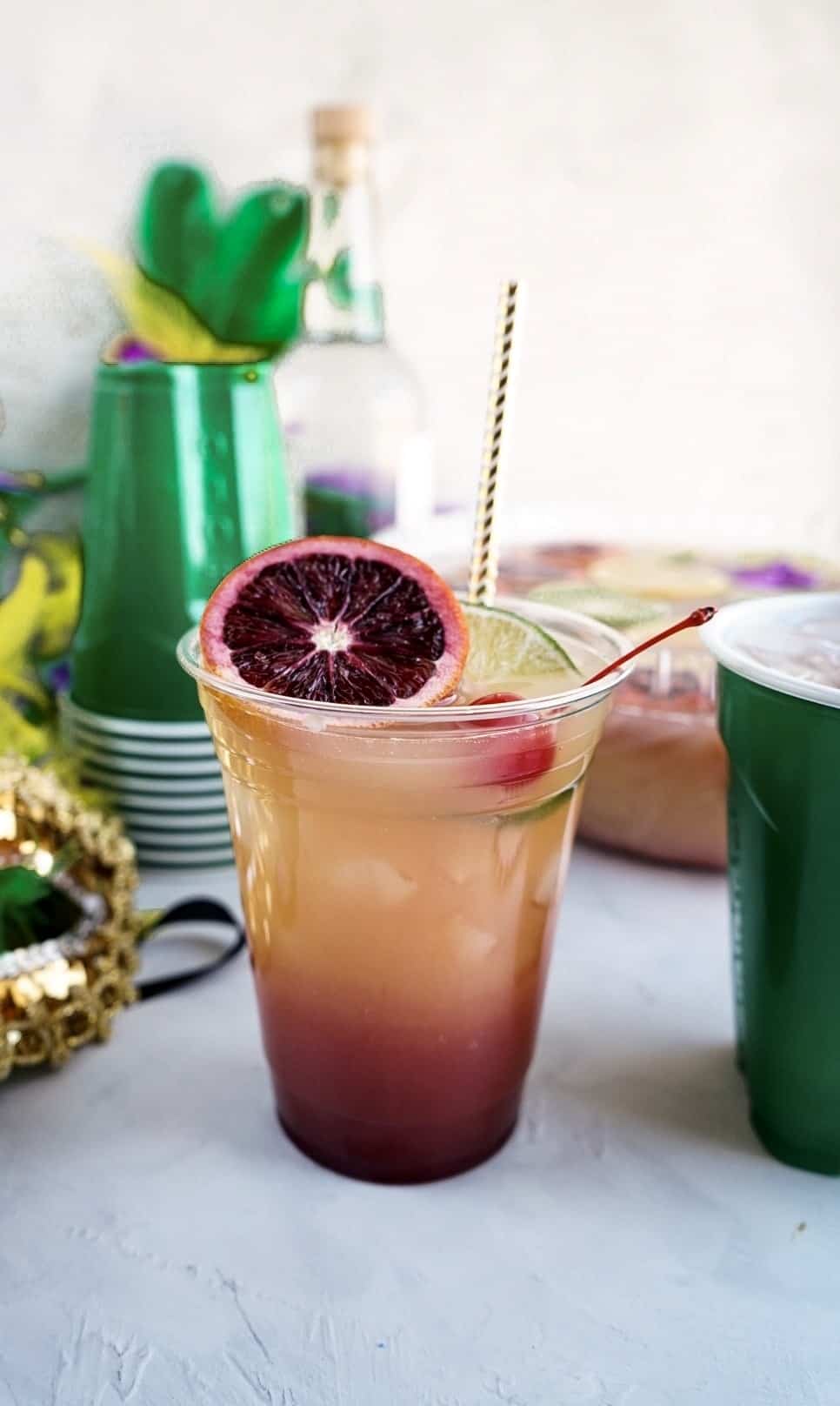 Hurricane Punch bowl Hurricane Punch bowl in cup garnished with blood orange slice