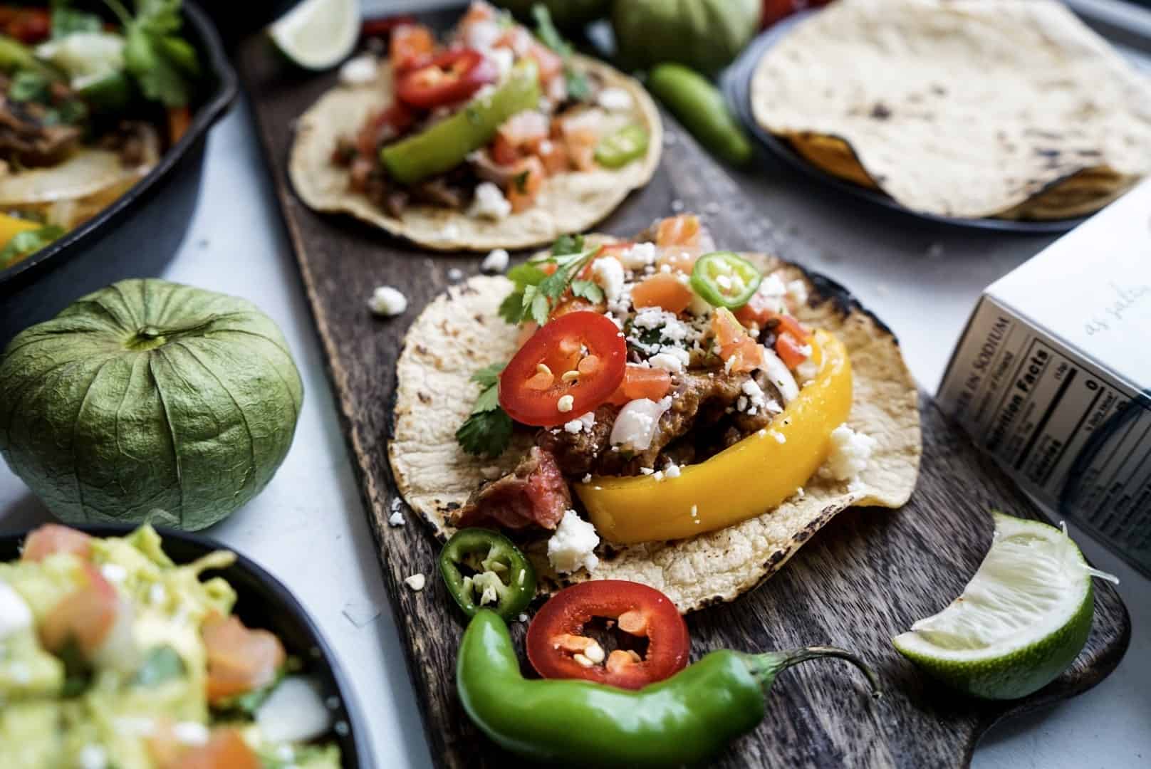 steak fajitas steak fajitas assembled with tortillas