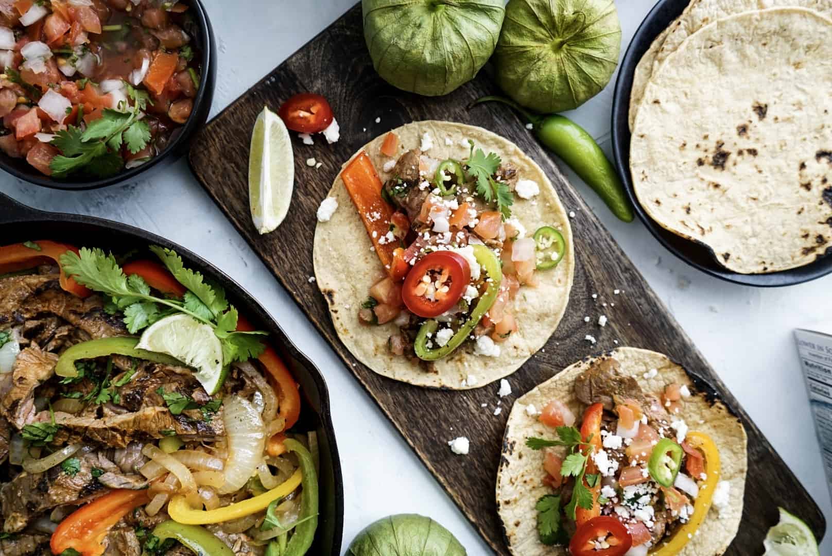 steak fajitas steak fajitas assembled on tortillas