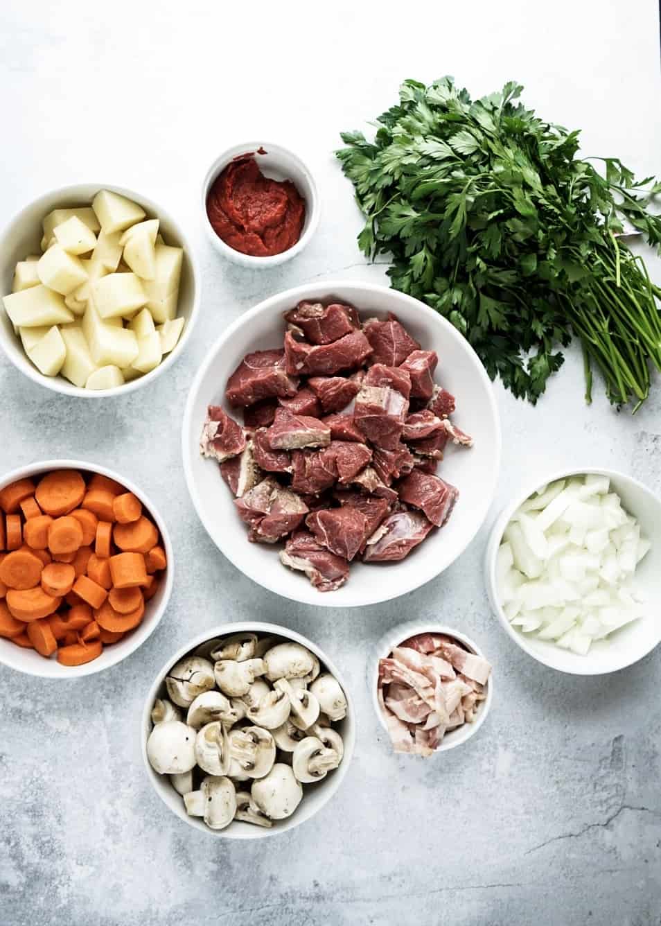Instantpot Lamb Stew Instantpot Lamb Stew ingredients in bowls