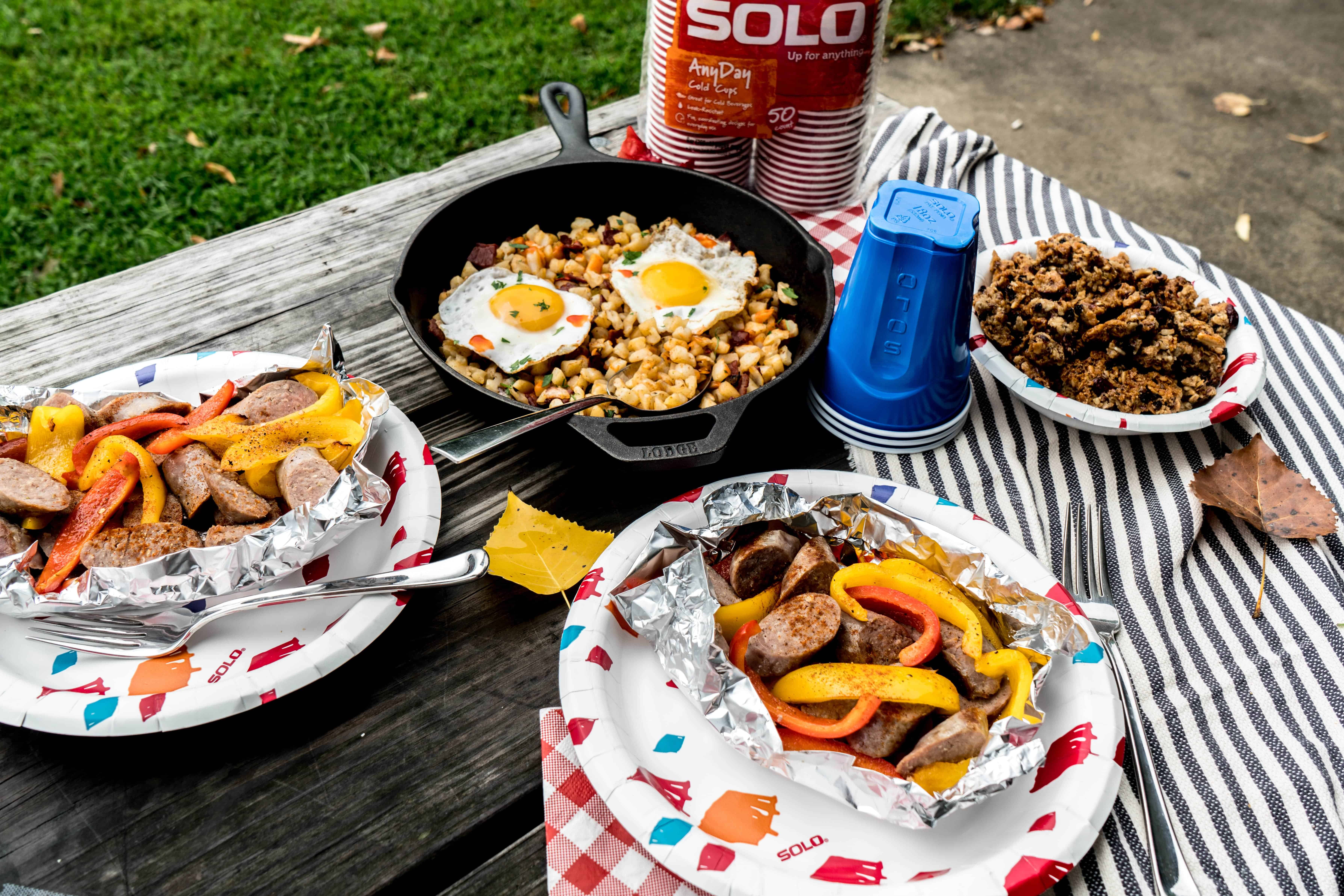 camping recipes Camping recipes on picnic table