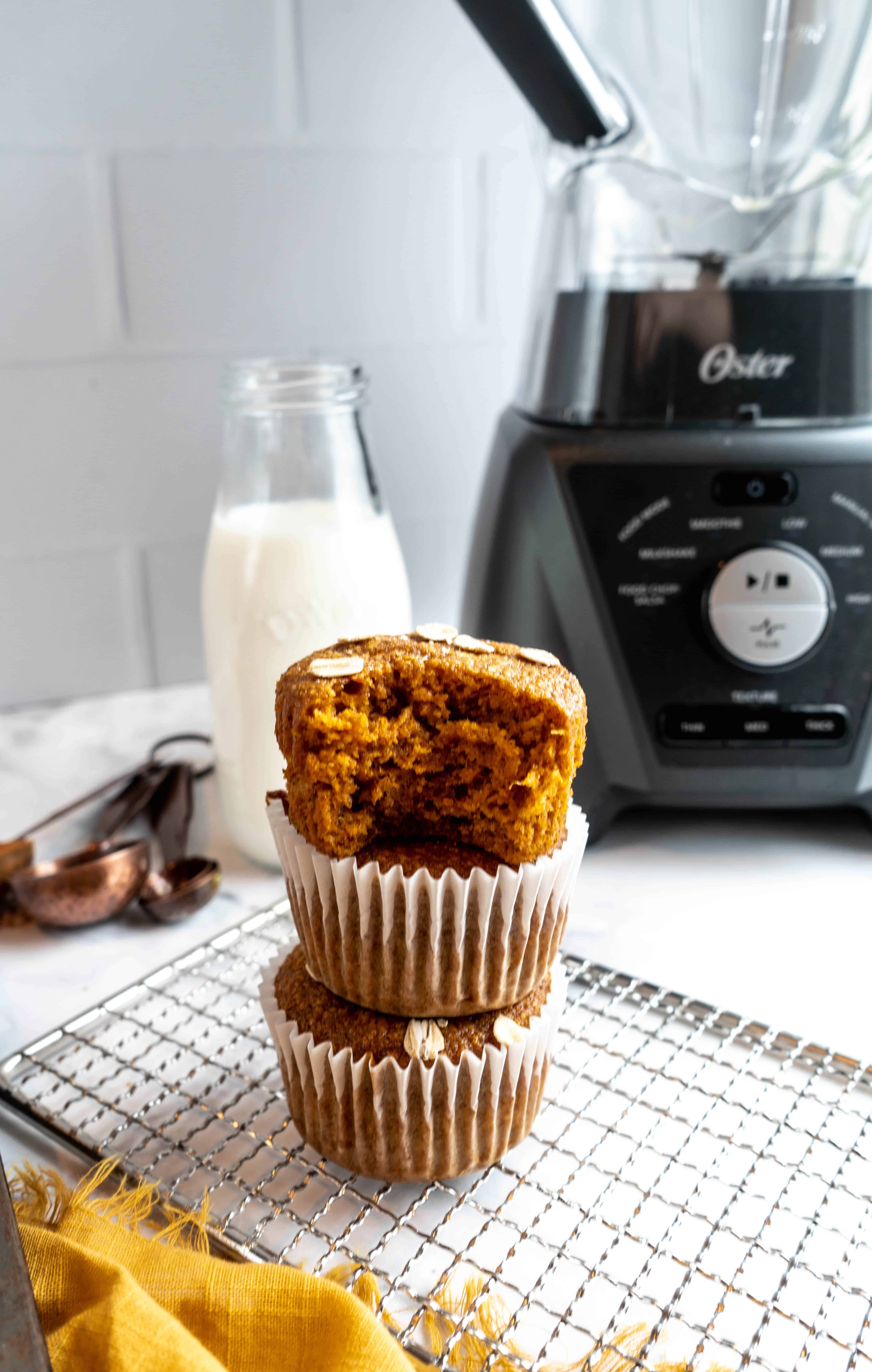 healthy carrot blender muffins healthy carrot blender muffins stacked