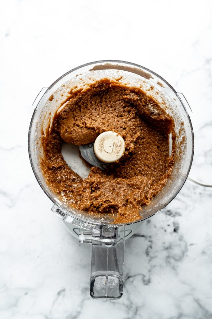 ginger spice rum ball dough in food processor