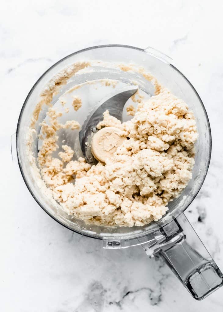 lavender blackberry shortcakes dough in food processor